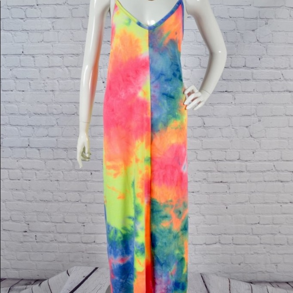 BN Zenana Premium Plus Size Tie Dye V Neck Maxi Dress With Pockets Various - Picture 5 of 11
